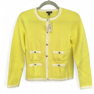 Talbots Yellow knit sweater cardigan size PS